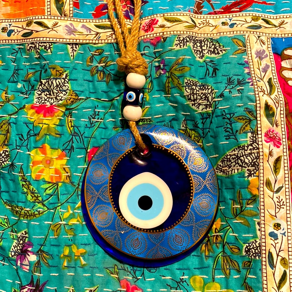 Large Painted Glass Turkish Evil Eye- Wall Decor- Protection-Eye